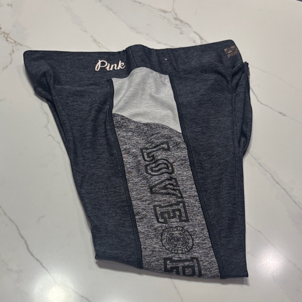 PINK Victoria's Secret Charcoal Gray & Light Gray Love-Panel Leggings - Picture 2 of 13